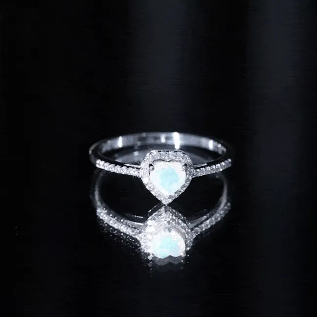 1.25 CT Heart Shape Ethiopian Opal Engagement Ring with Diamond Accent