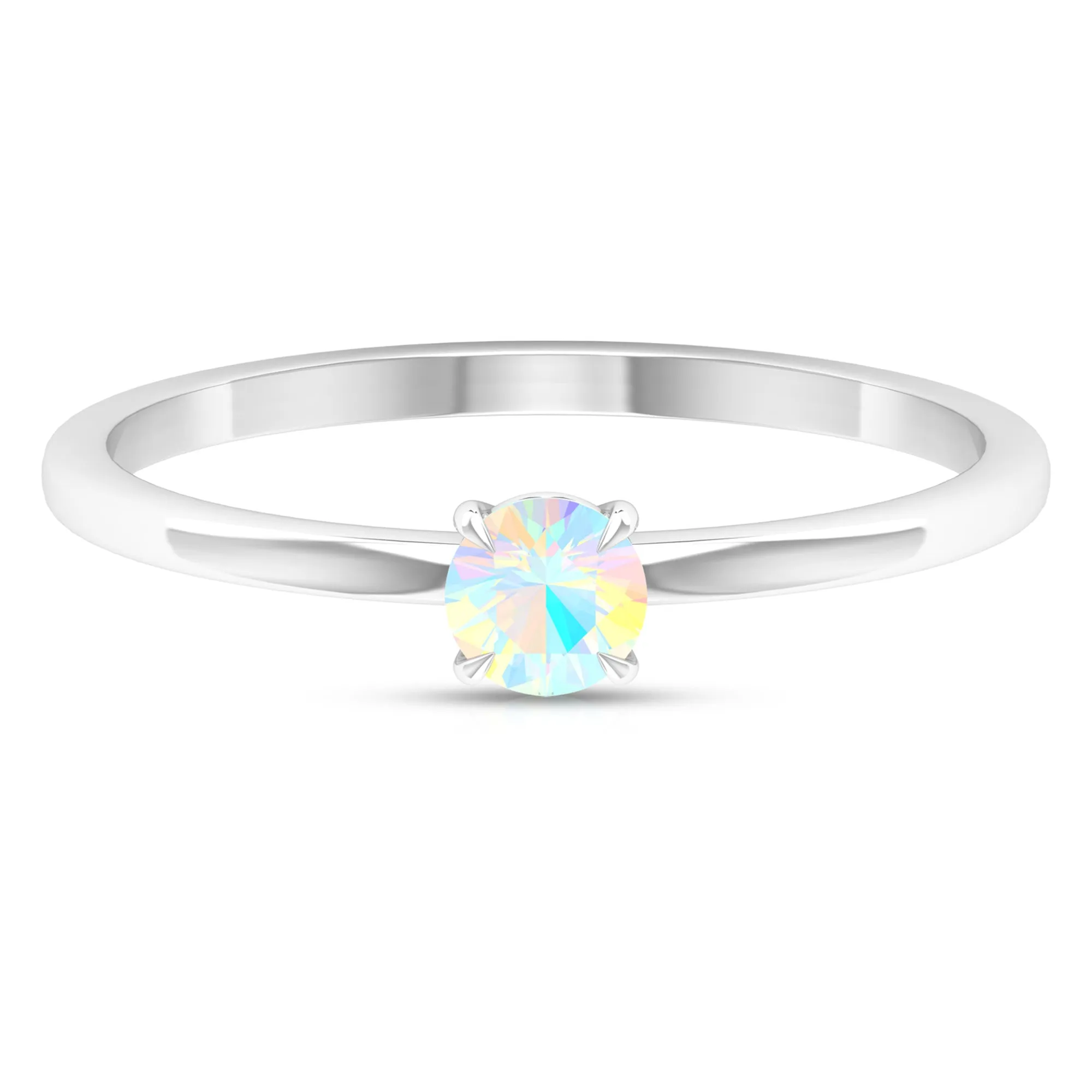 1/4 CT Claw Set Round Ethiopian Opal Solitaire Promise Ring
