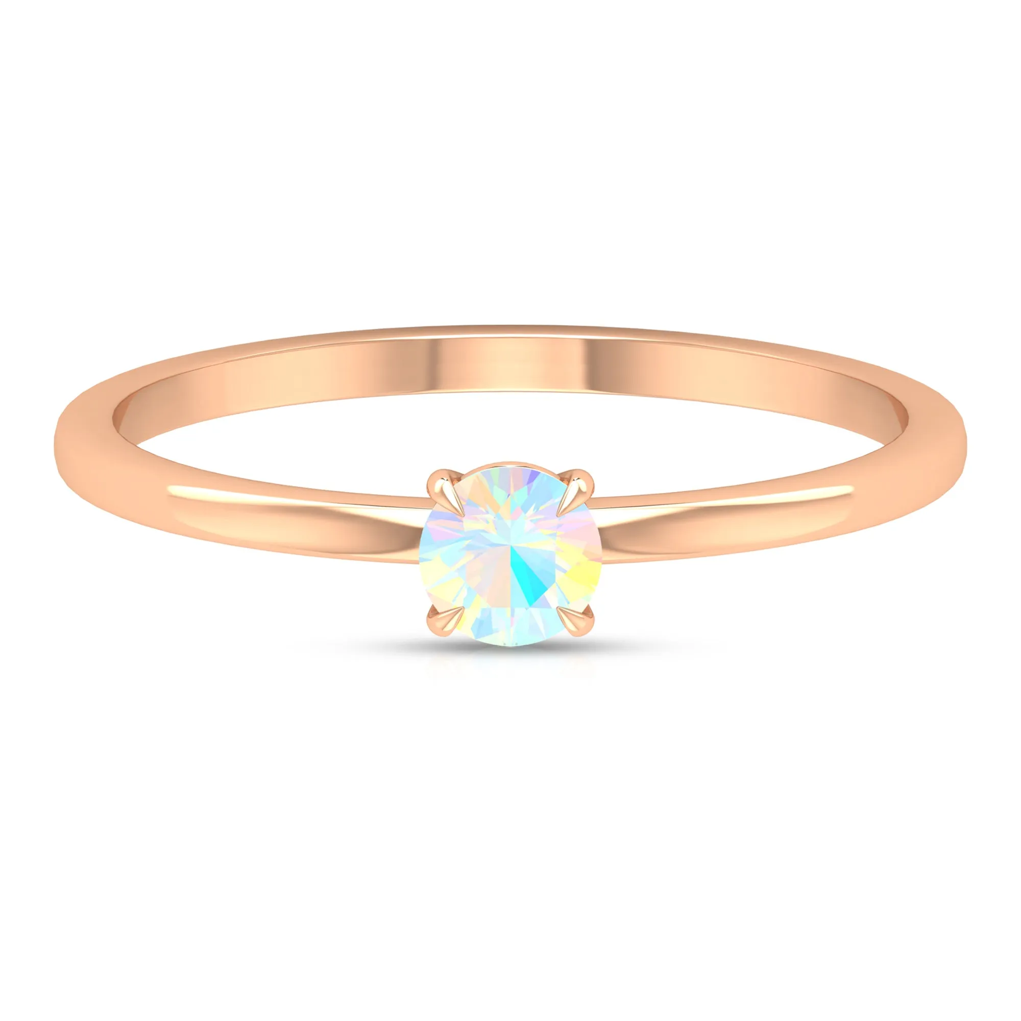1/4 CT Claw Set Round Ethiopian Opal Solitaire Promise Ring