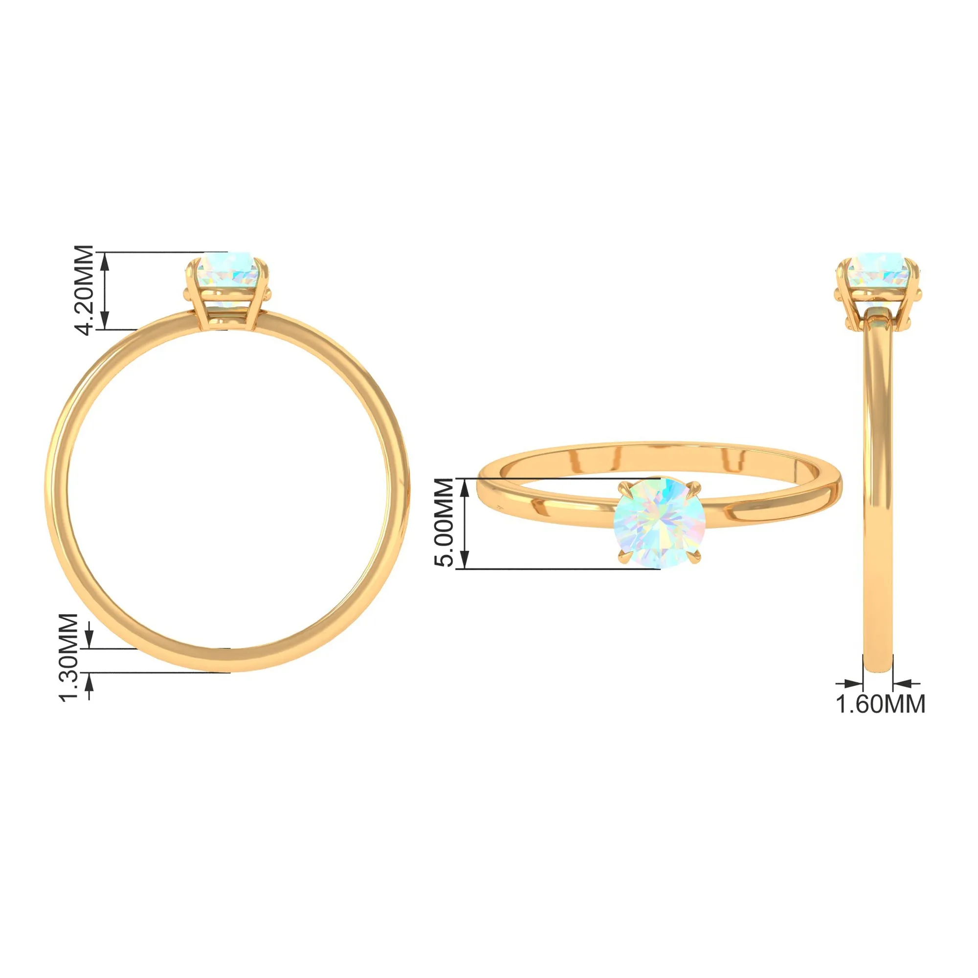 1/4 CT Claw Set Round Ethiopian Opal Solitaire Promise Ring