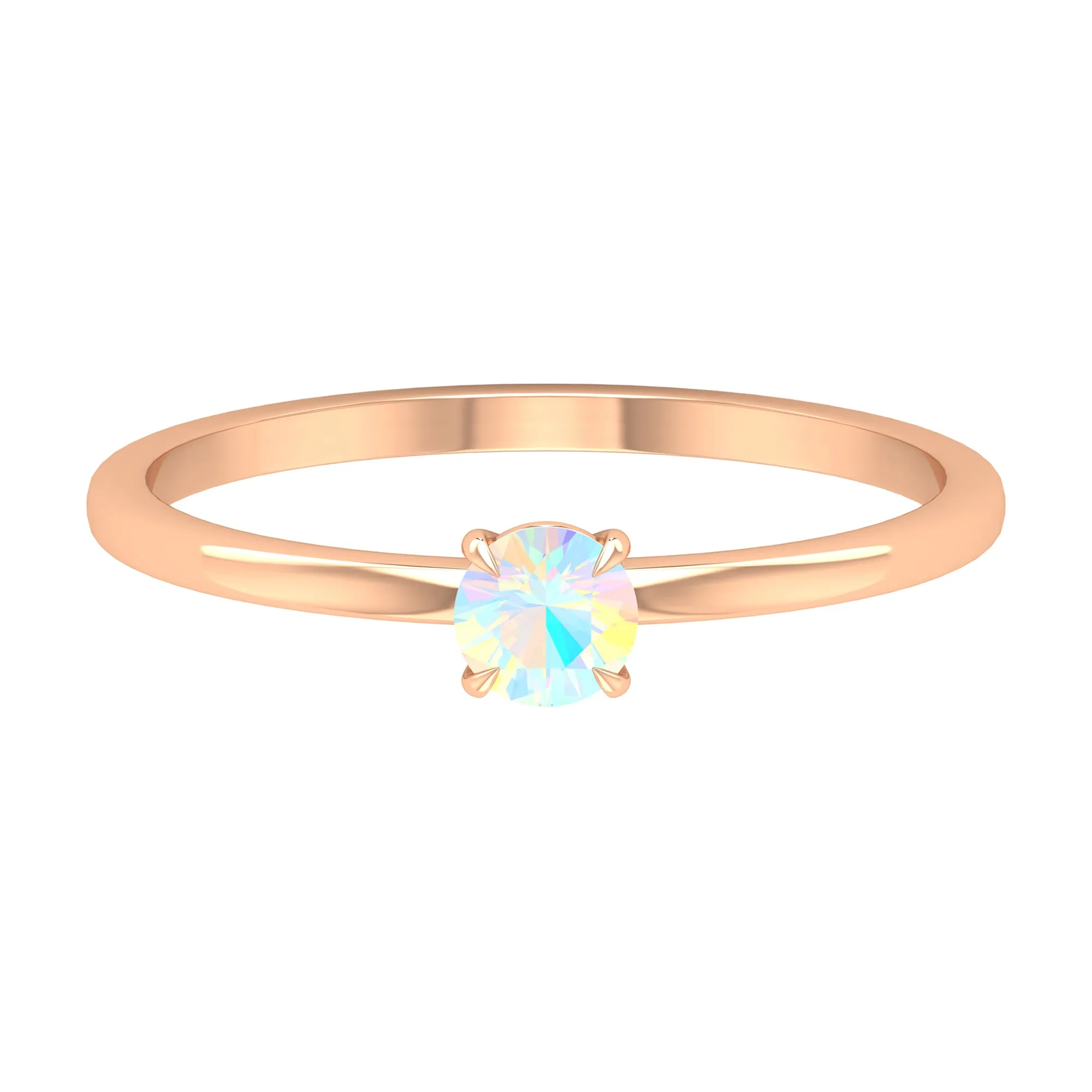 1/4 CT Claw Set Round Ethiopian Opal Solitaire Promise Ring