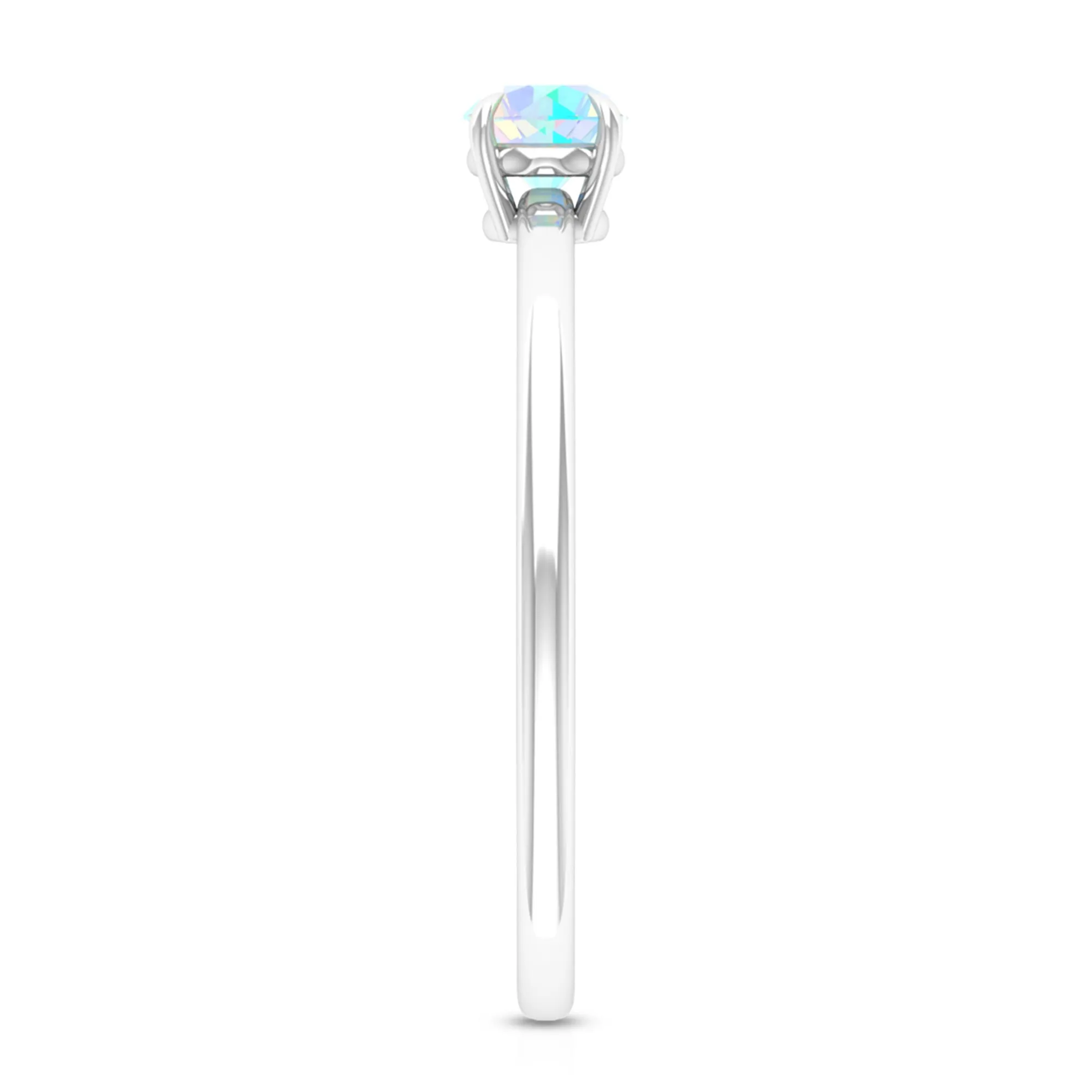 1/4 CT Claw Set Round Ethiopian Opal Solitaire Promise Ring