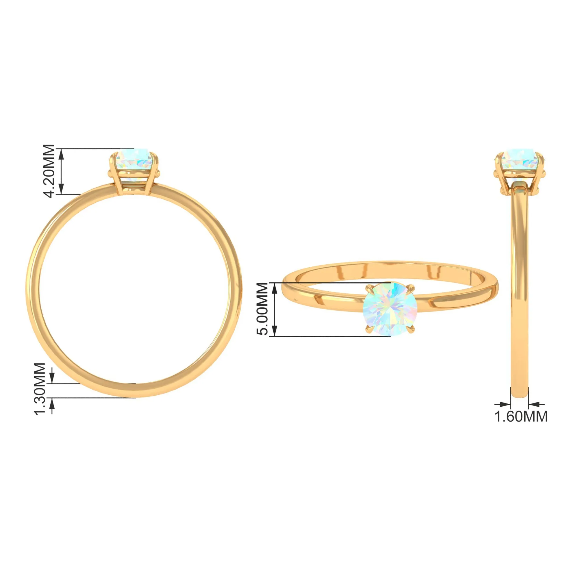 1/4 CT Claw Set Round Ethiopian Opal Solitaire Promise Ring