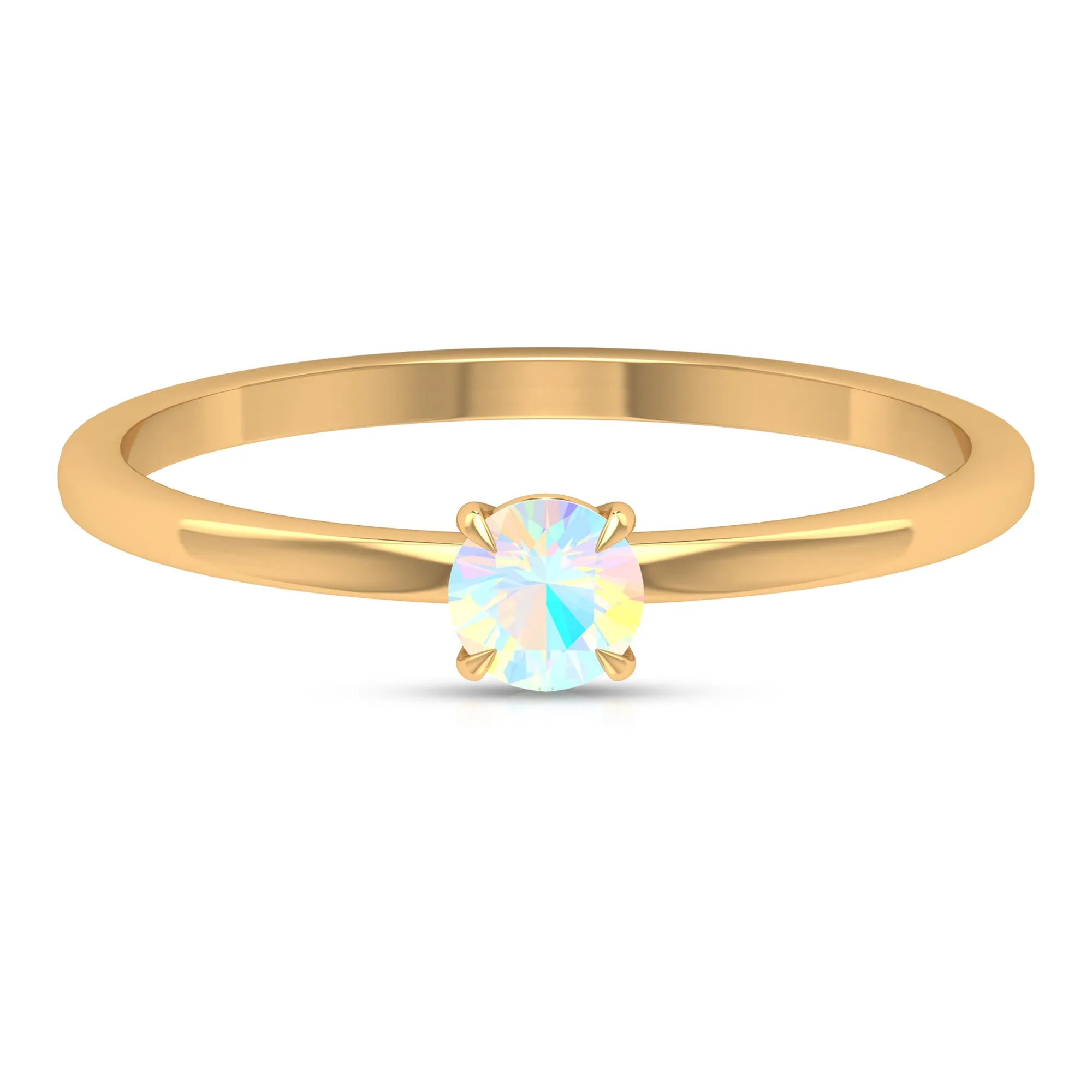 1/4 CT Claw Set Round Ethiopian Opal Solitaire Promise Ring