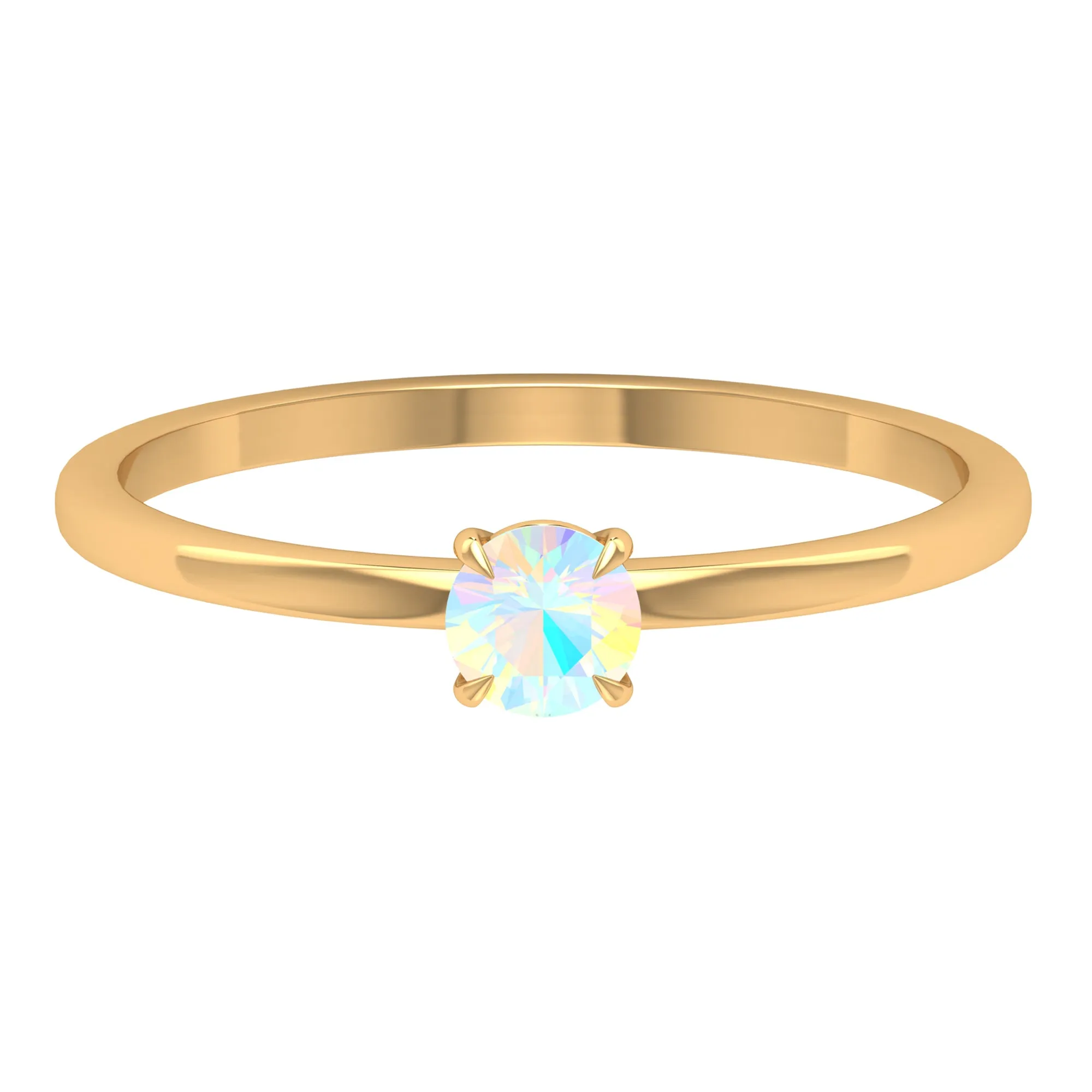 1/4 CT Claw Set Round Ethiopian Opal Solitaire Promise Ring