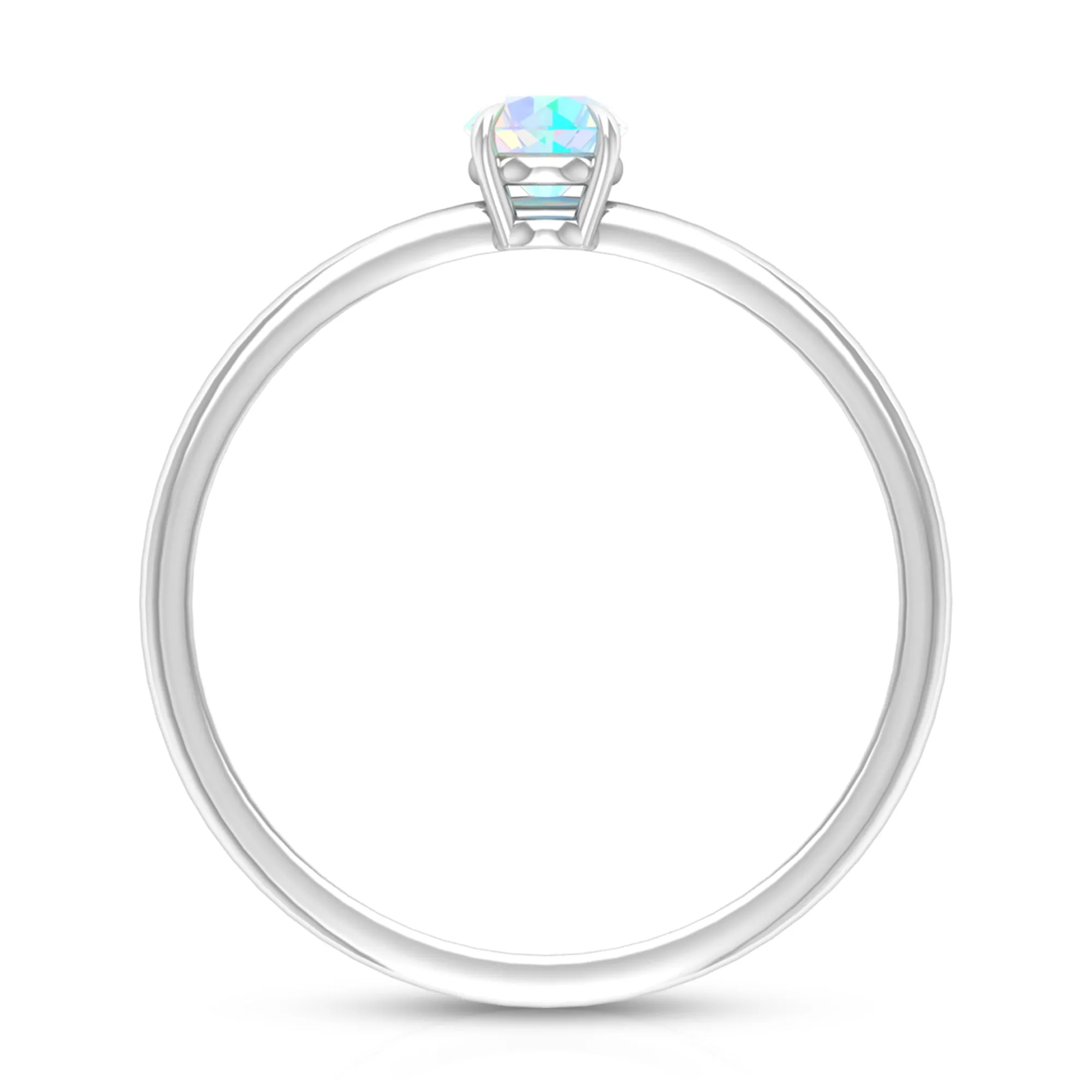 1/4 CT Claw Set Round Ethiopian Opal Solitaire Promise Ring
