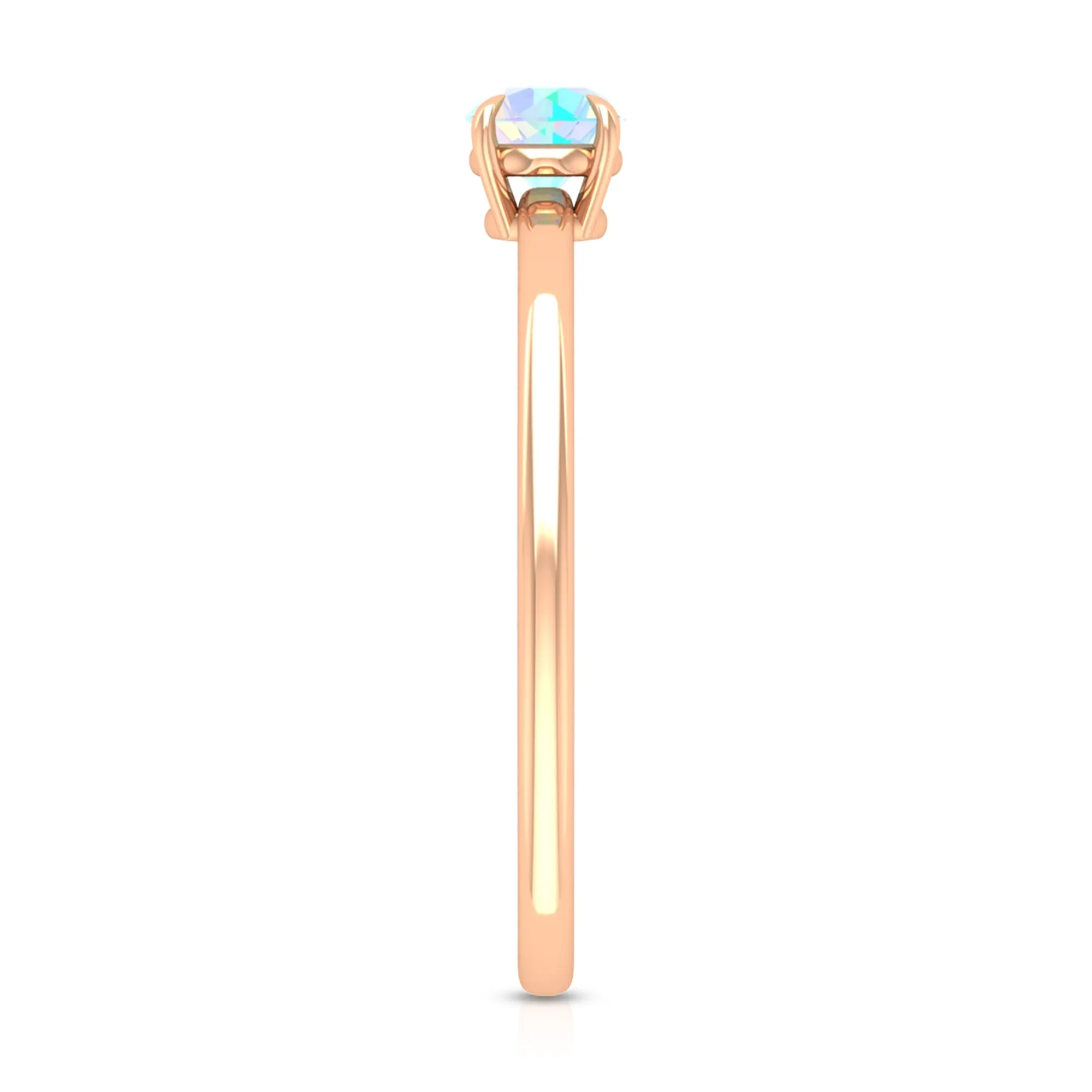 1/4 CT Claw Set Round Ethiopian Opal Solitaire Promise Ring