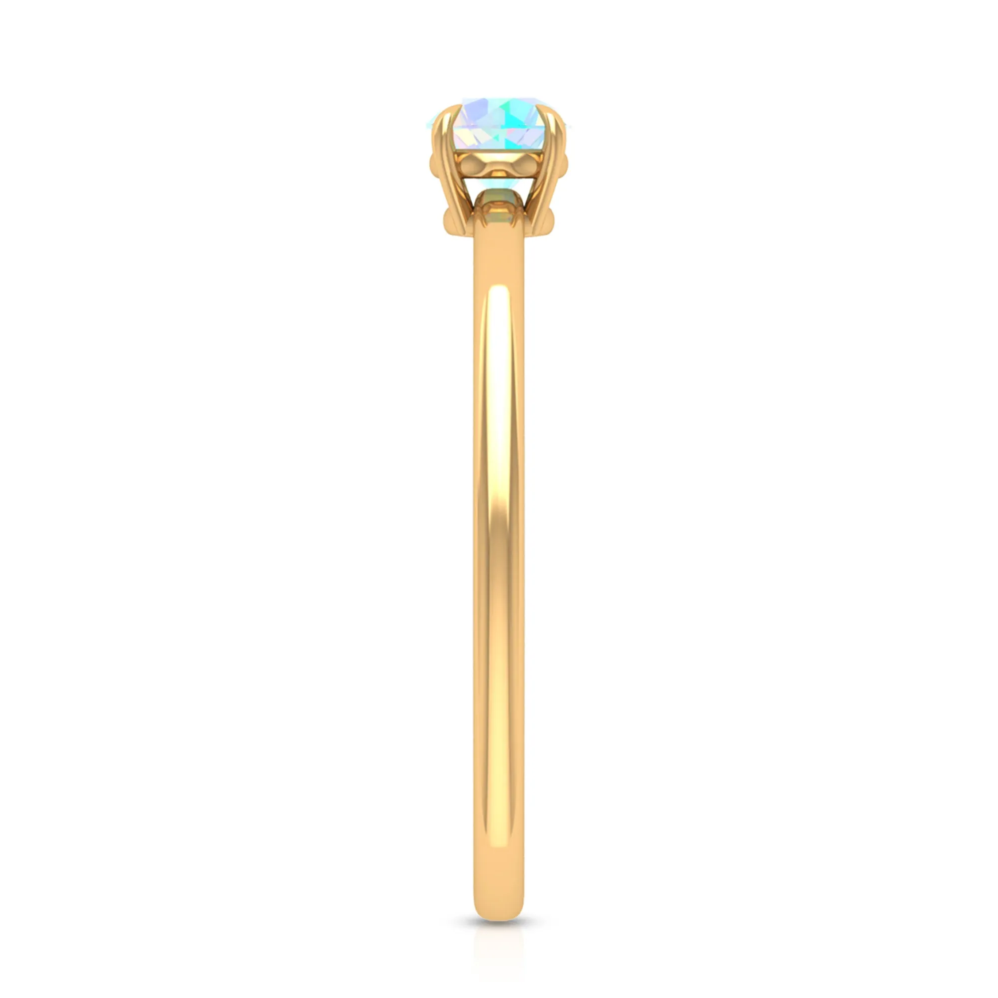 1/4 CT Claw Set Round Ethiopian Opal Solitaire Promise Ring