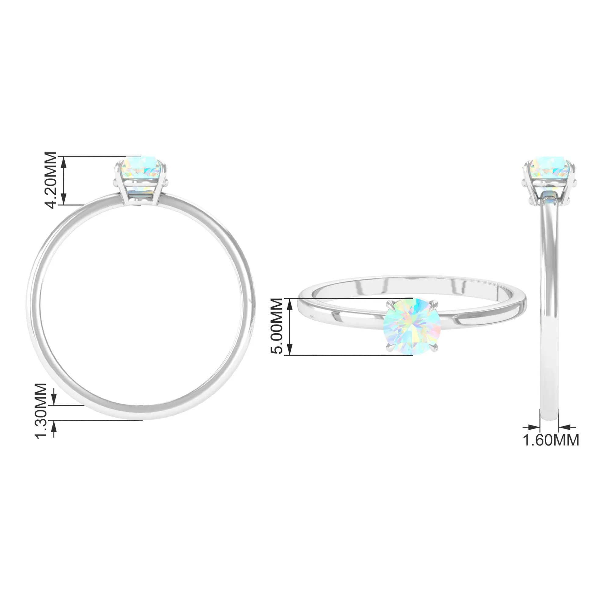 1/4 CT Claw Set Round Ethiopian Opal Solitaire Promise Ring
