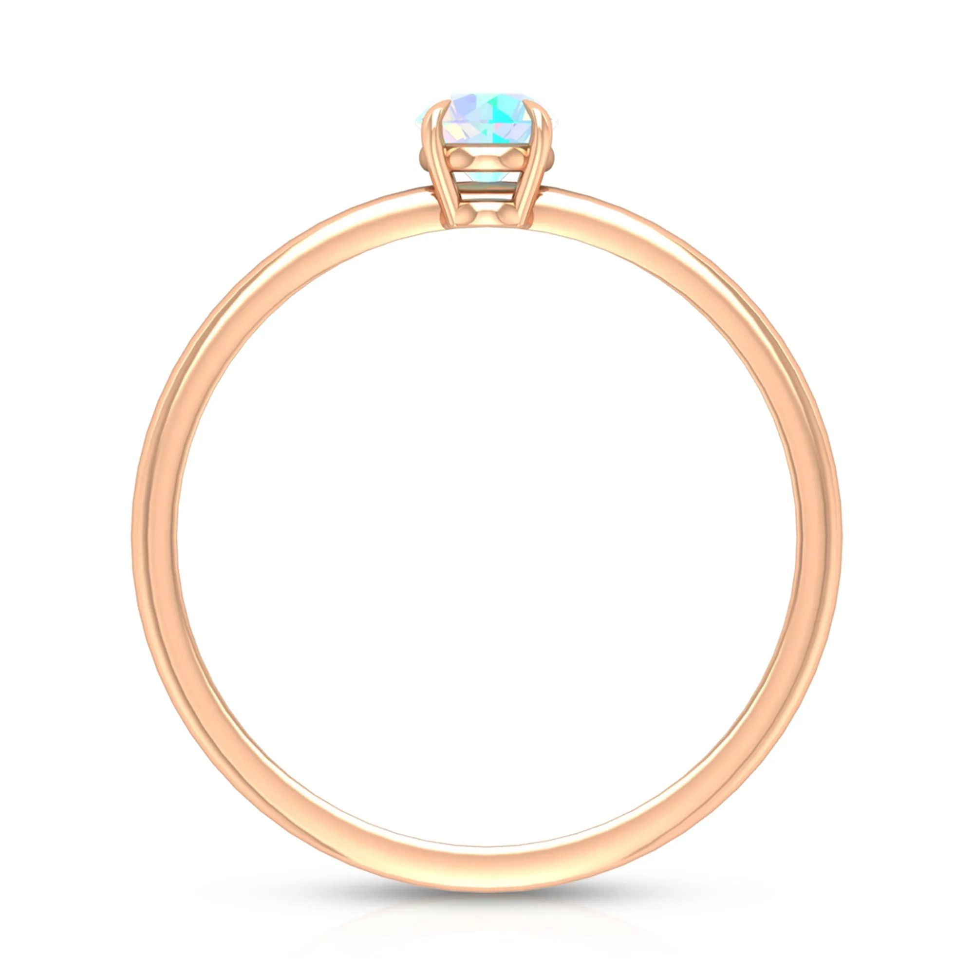 1/4 CT Claw Set Round Ethiopian Opal Solitaire Promise Ring