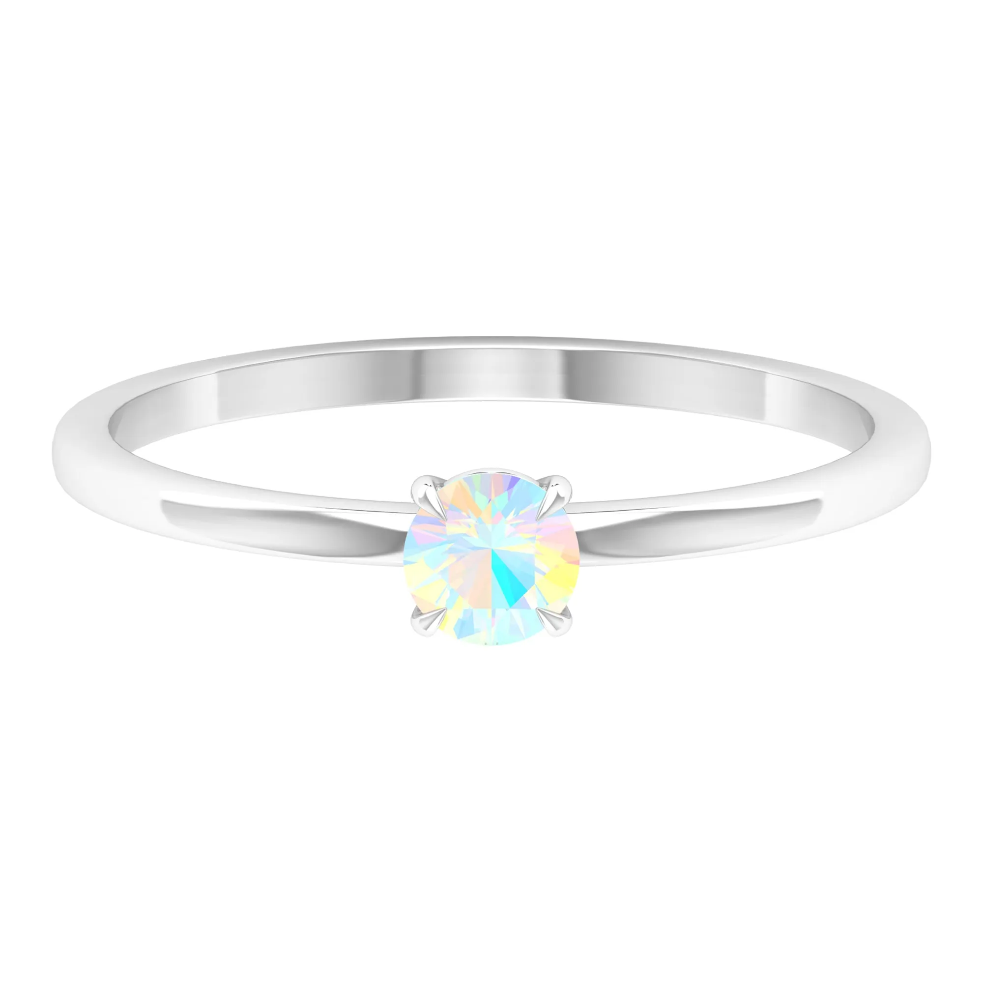 1/4 CT Claw Set Round Ethiopian Opal Solitaire Promise Ring