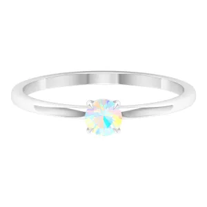 1/4 CT Claw Set Round Ethiopian Opal Solitaire Promise Ring