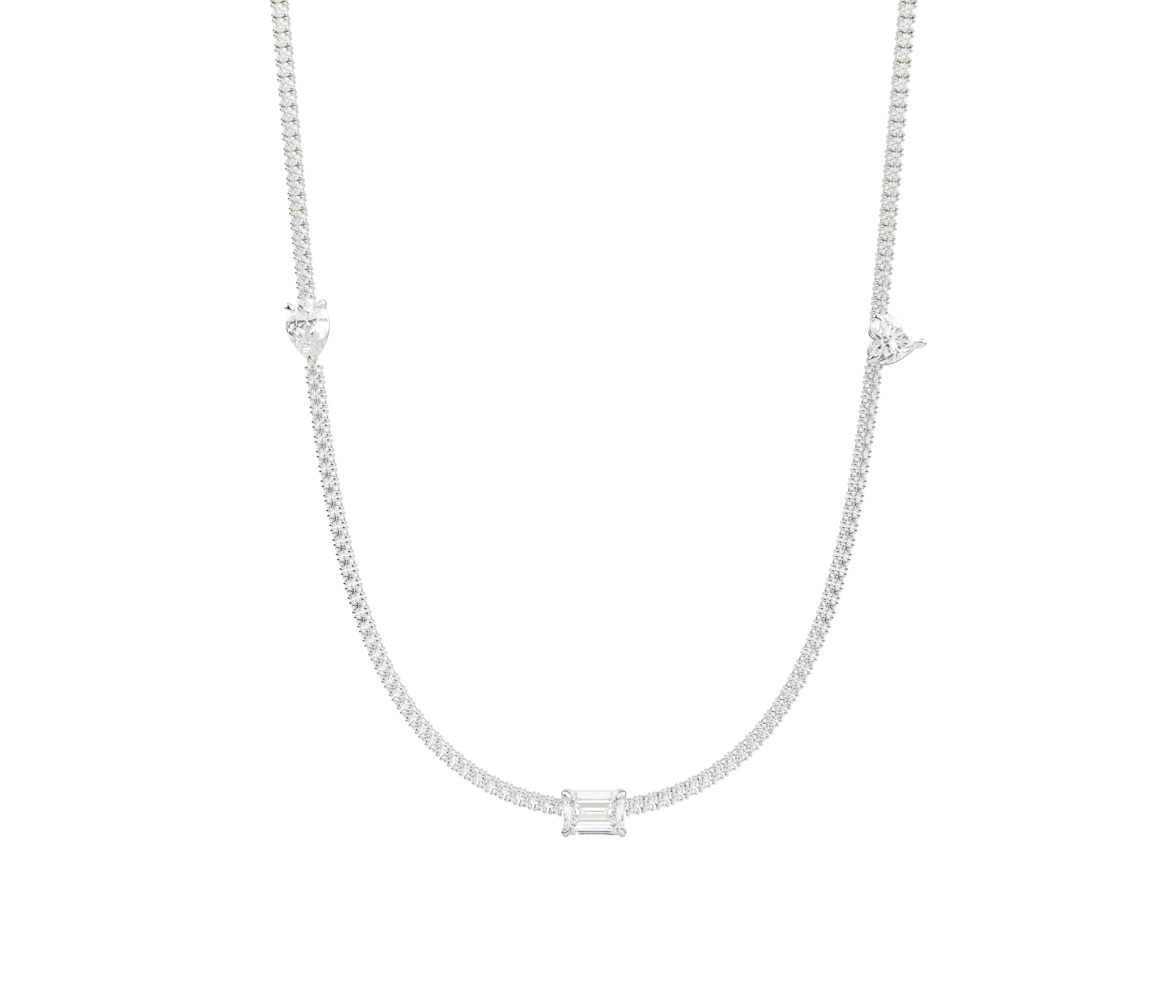 14k Lab Diamond Multi Shape Tennis Necklace-SS