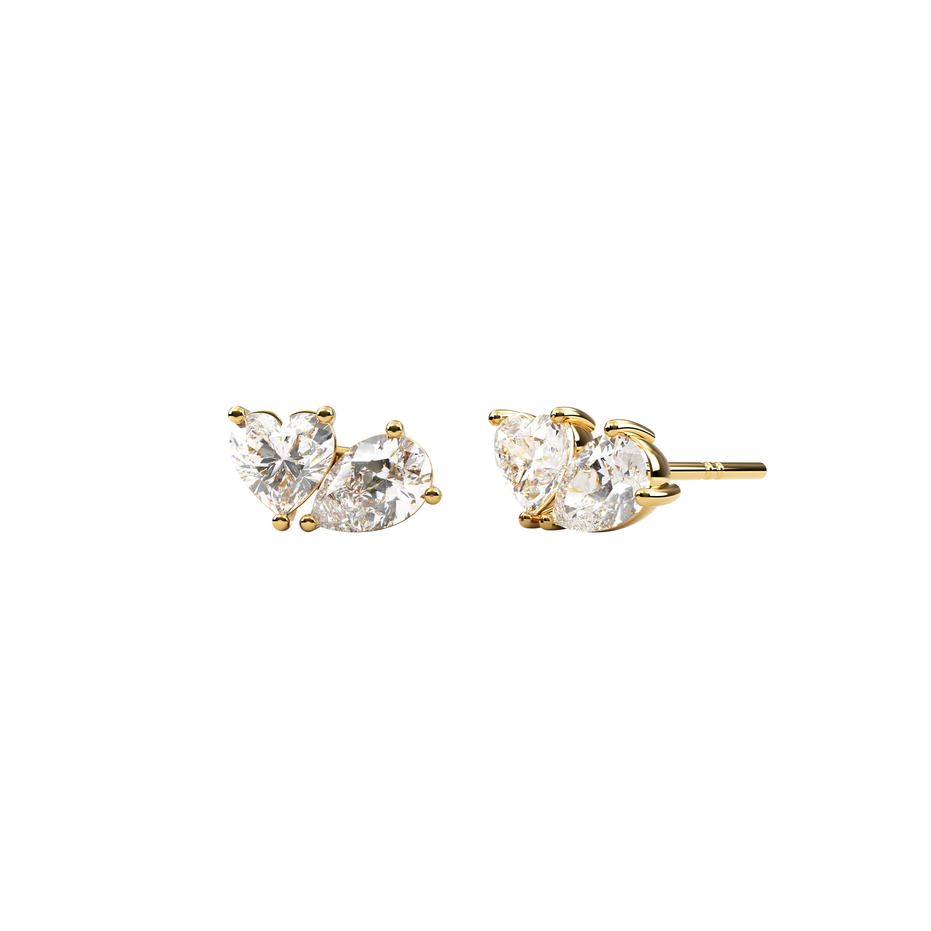 14k Two Stone Studs