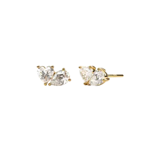 14k Two Stone Studs