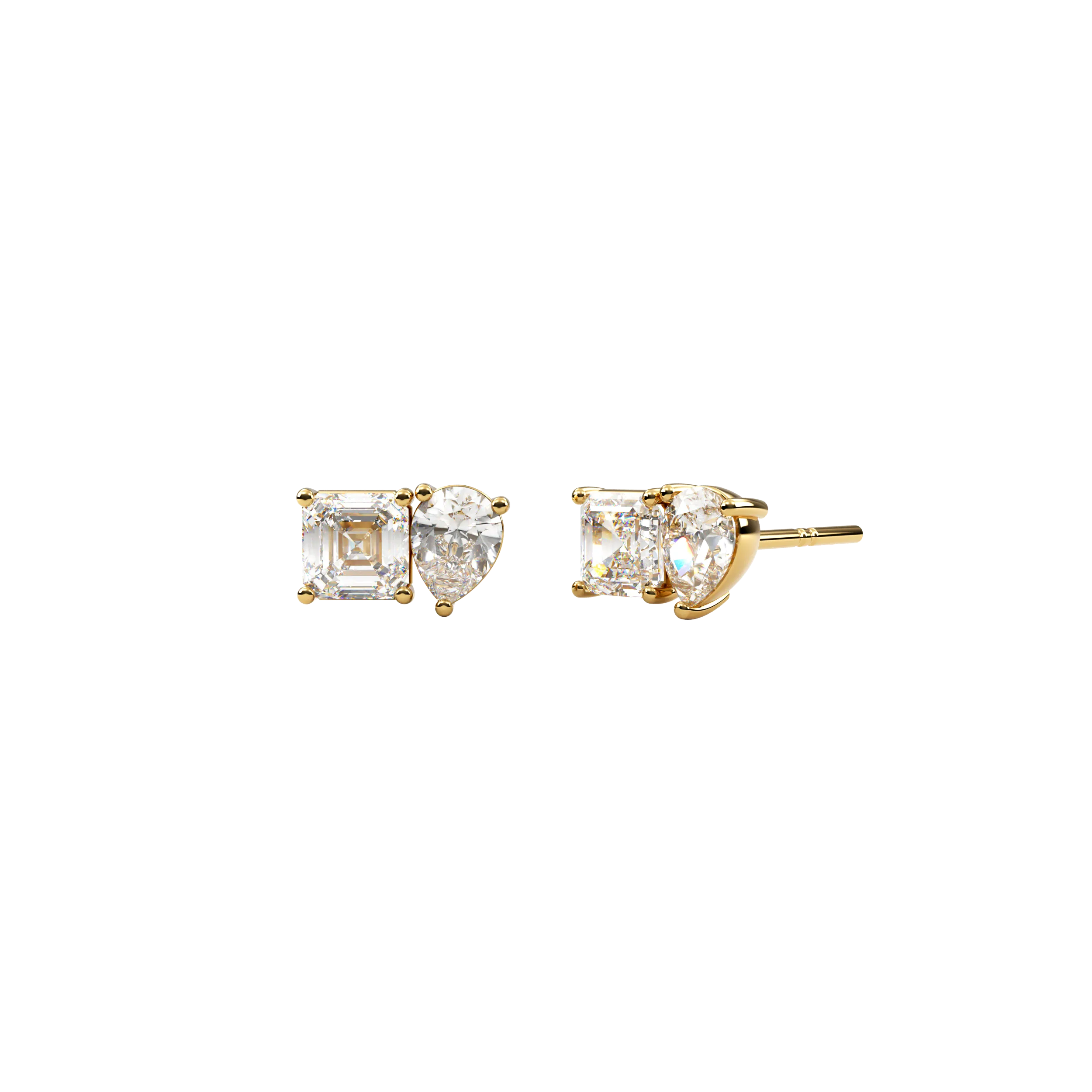 14k Two Stone Studs