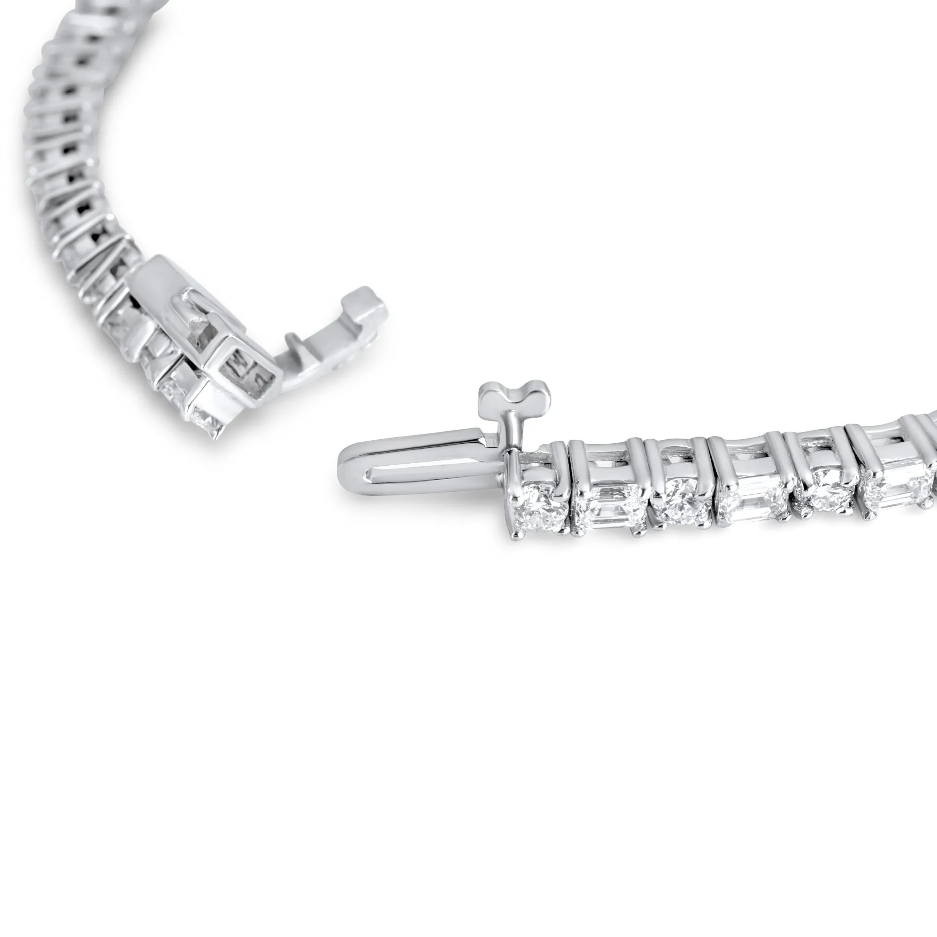 14k White Gold Round and Emerald Diamond Tennis Bracelet 4.64 ctw