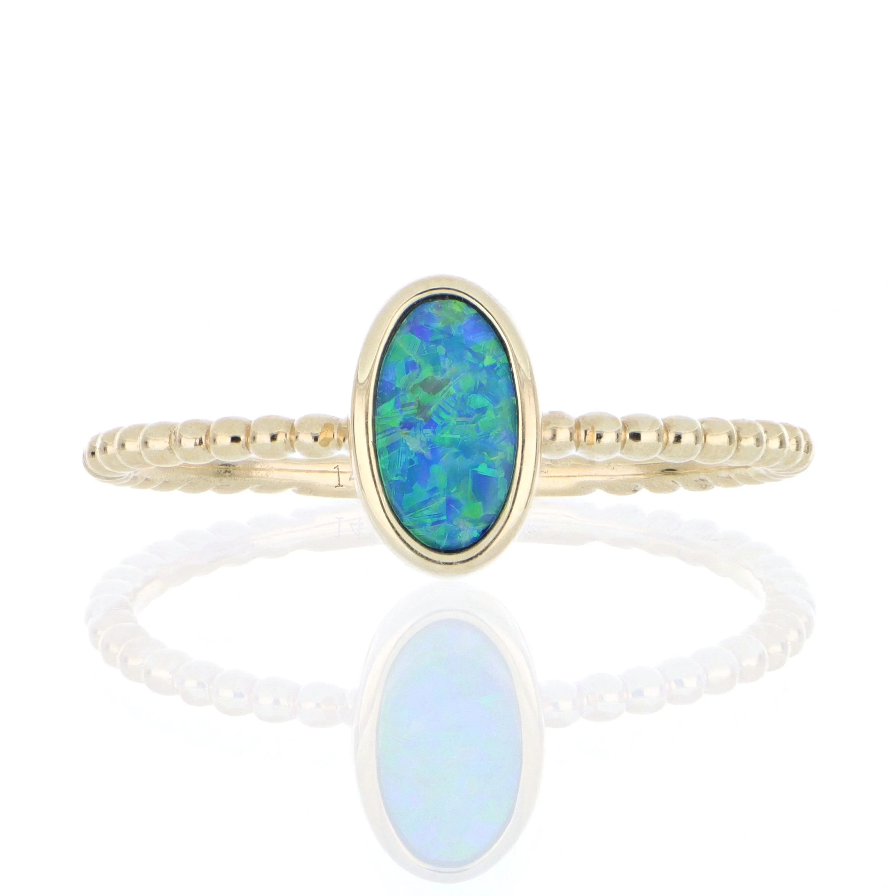 14k Yellow Gold Opal Solitaire Ring