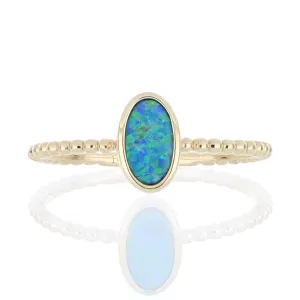 14k Yellow Gold Opal Solitaire Ring