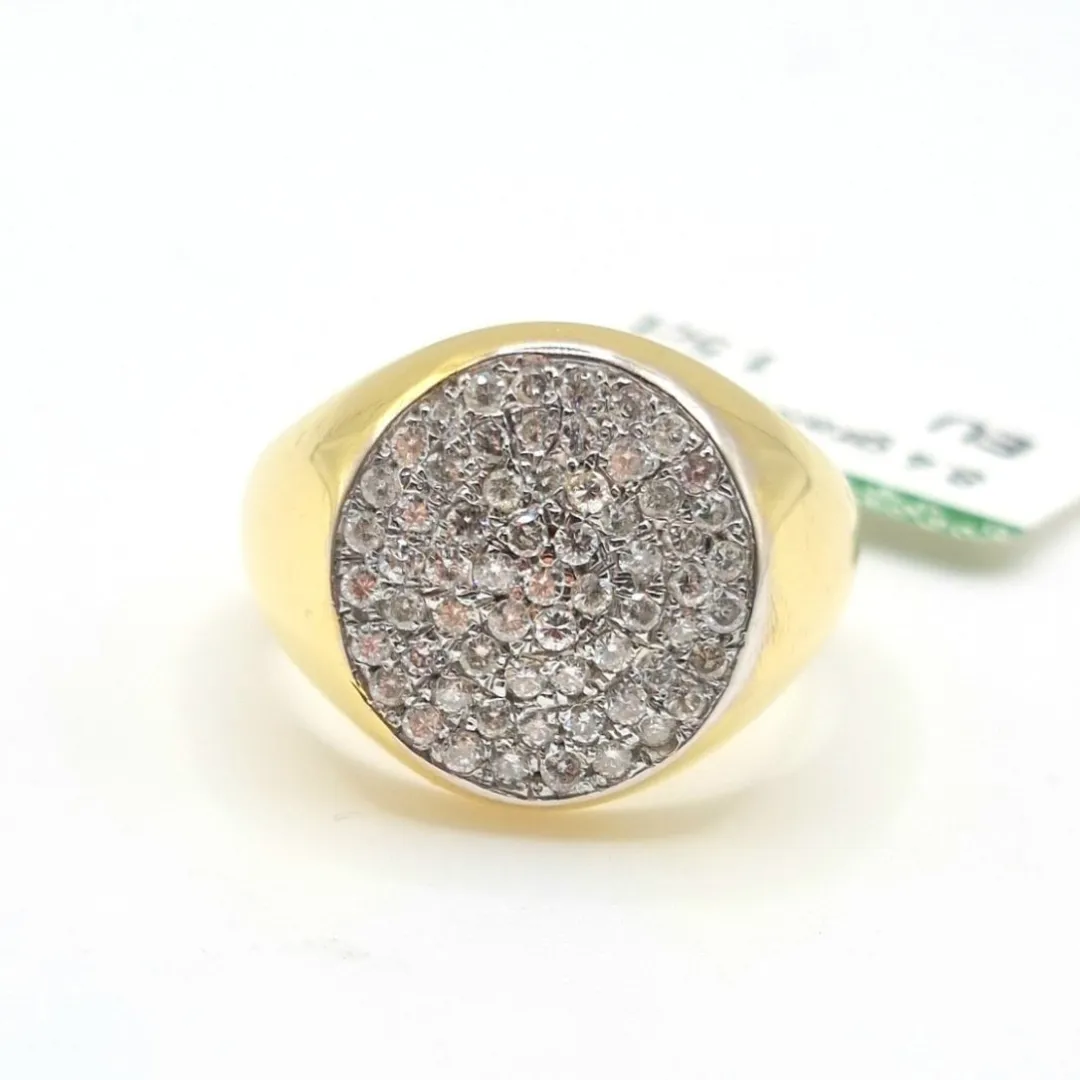 1.50ctw Round Illusion Diamond Men's Ring 14K Yellow Gold