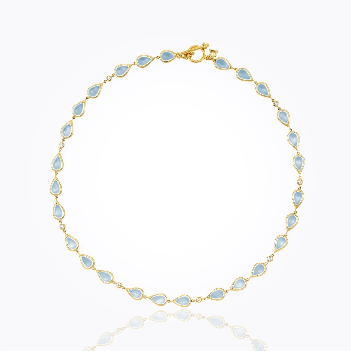 18K Classic Pear Necklace with Royal Blue Moonstone and diamond