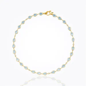 18K Classic Pear Necklace with Royal Blue Moonstone and diamond