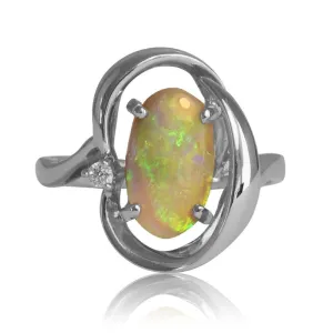 18kt White Opal Opal and Diamond ring