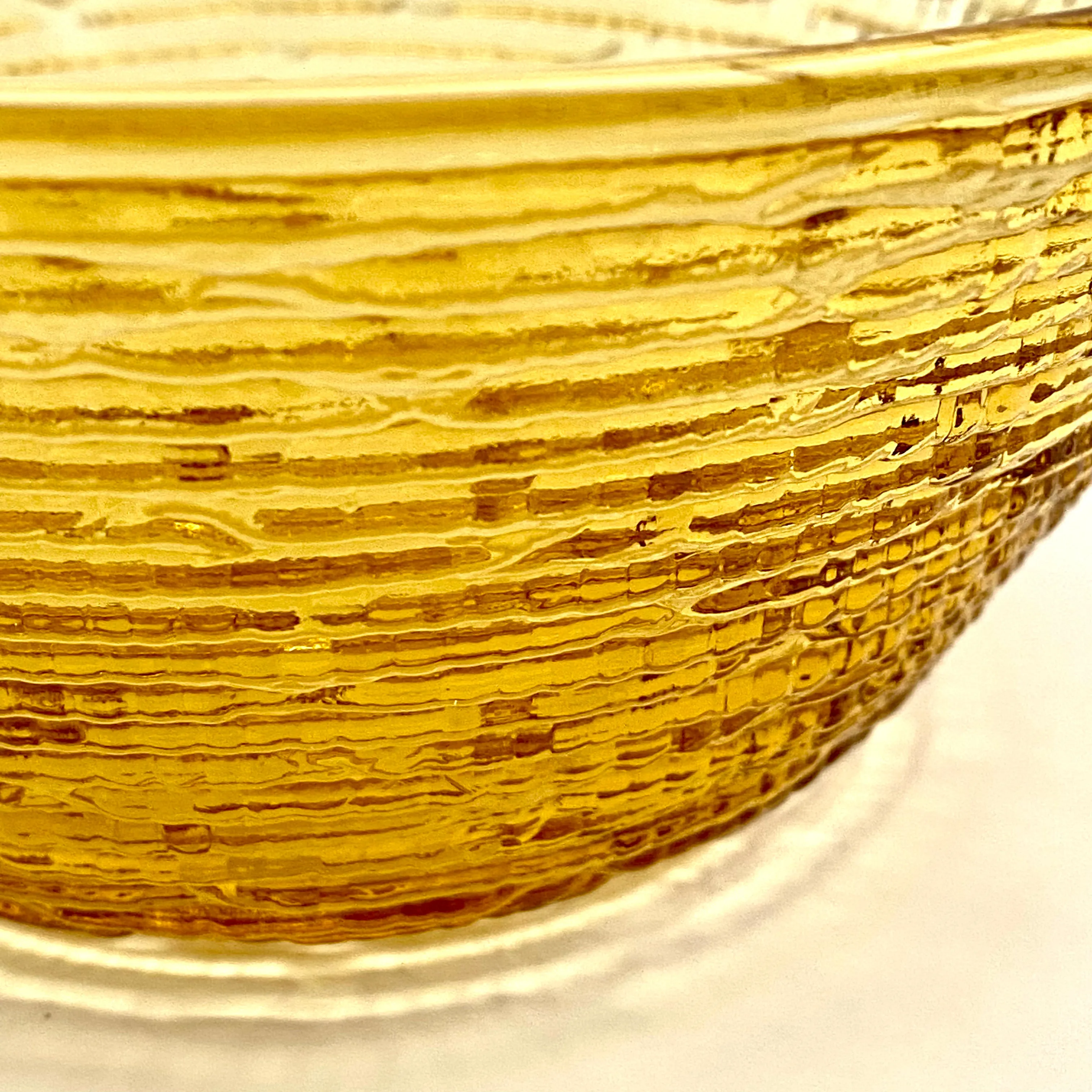 1970s Amber Textured Glass Bowl