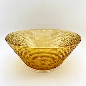 1970s Amber Textured Glass Bowl
