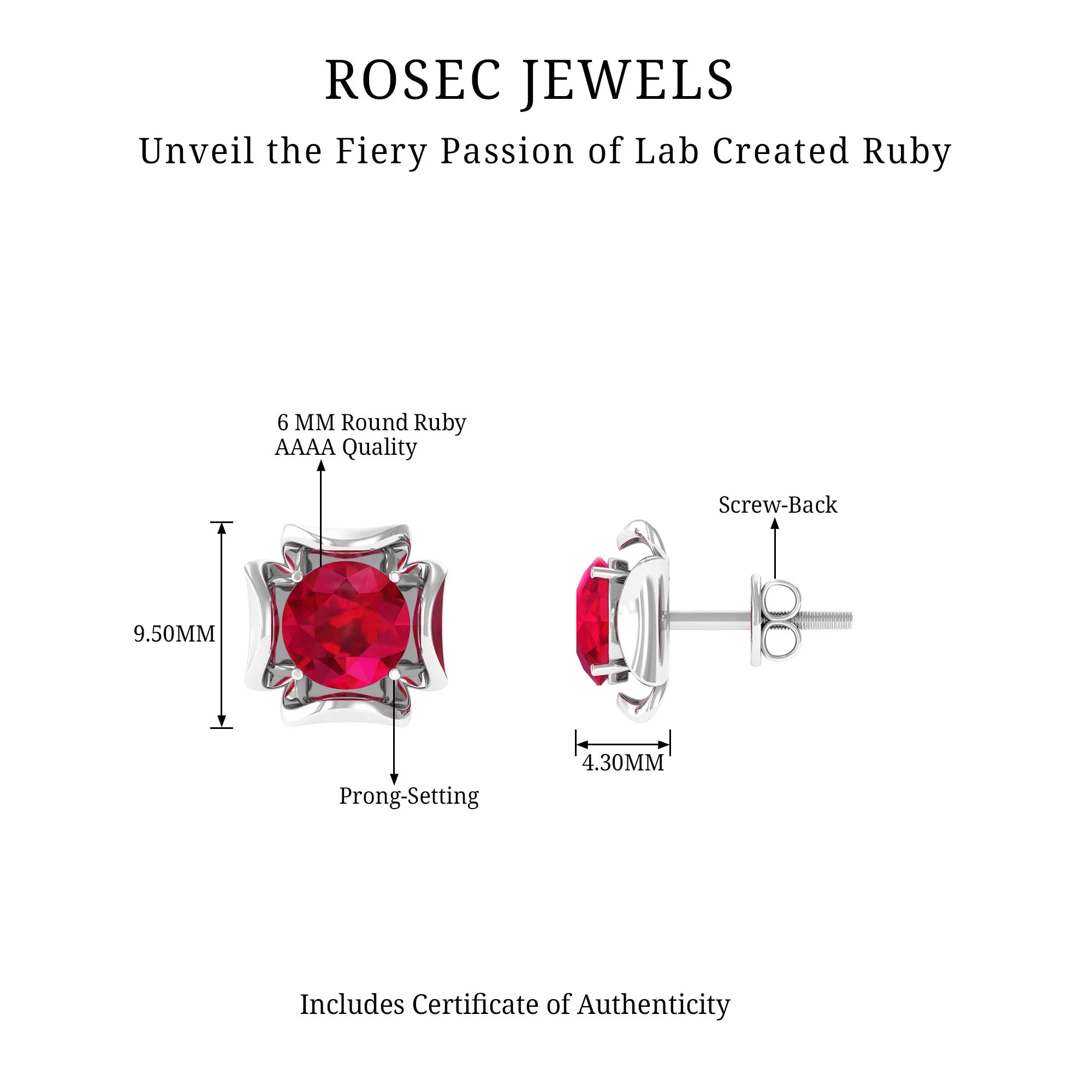 2 CT Created Ruby Floral Statement Earrings