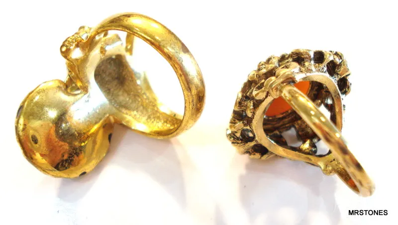 2 Quality Cocktail Rings Cameo and Leopard Size 7 and 9