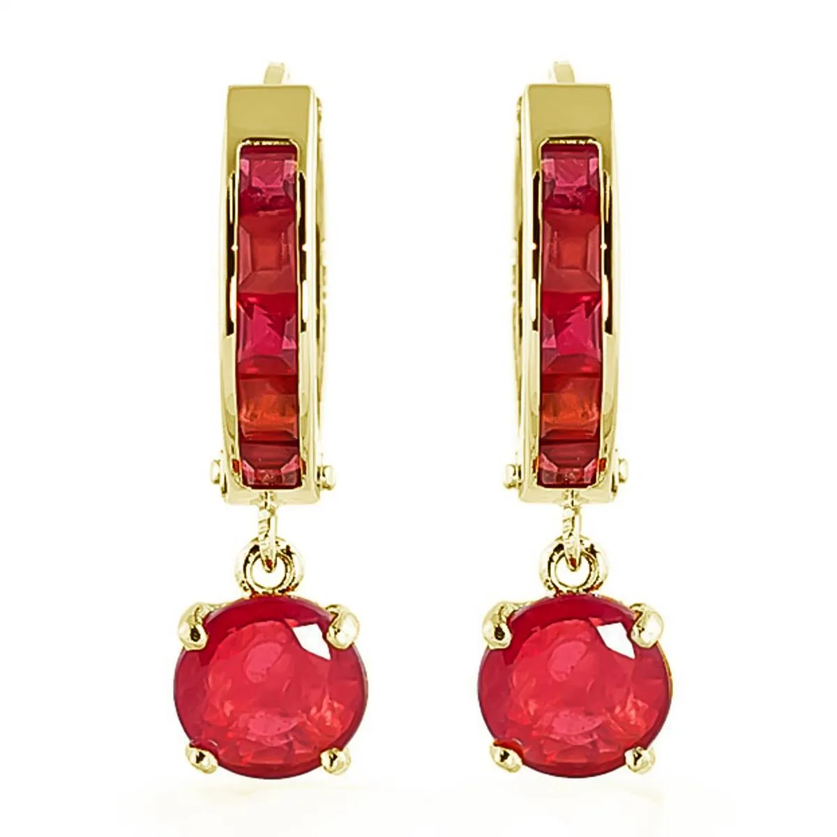 3.3 Carat 14K Solid Yellow Gold Huggie Earrings Natural Ruby