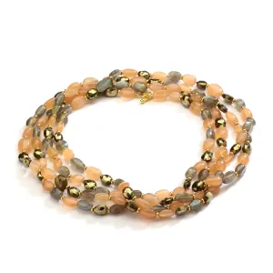 60 inch Peach Moonstone Bead Necklace