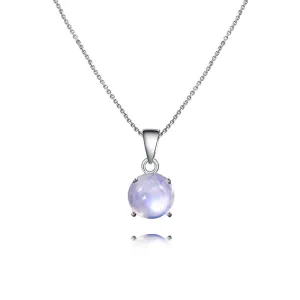 925 Silver Round Blue Moonstone Necklace