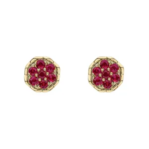 9ct Gold Ruby Cluster Stud Earrings