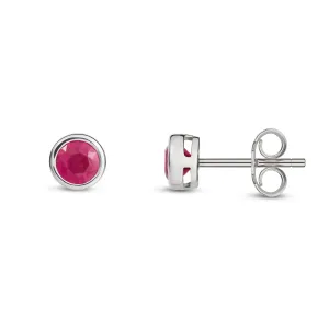 9ct White Gold Rub Over Ruby 4mm Stud Earrings