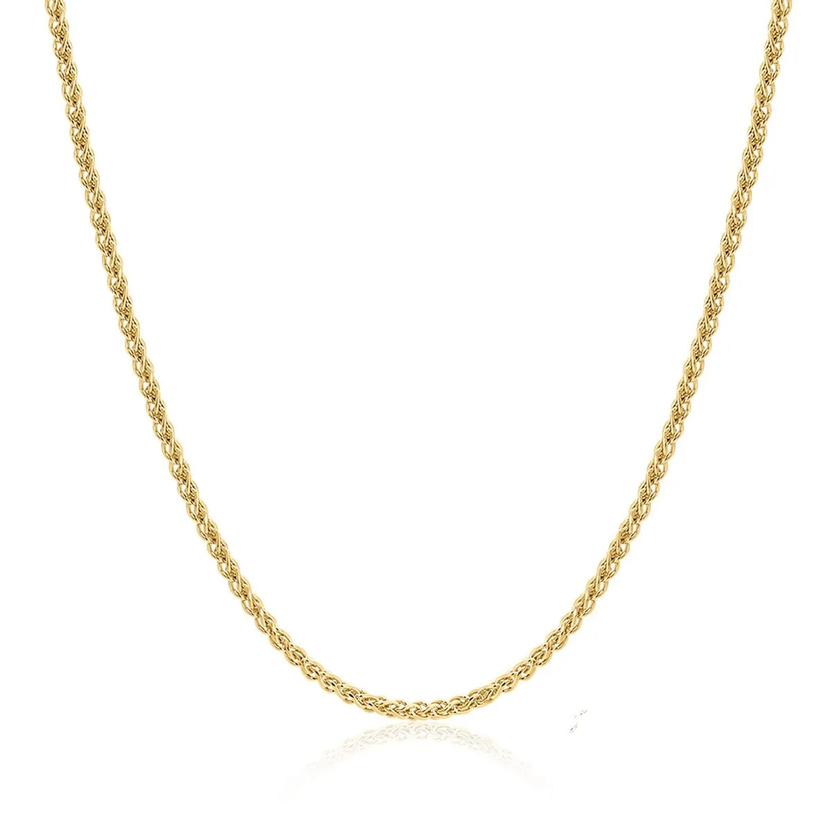 9ct Yellow Gold 1.7mm Round Diamond Cut Magic Wheat Link Adjustable Chain