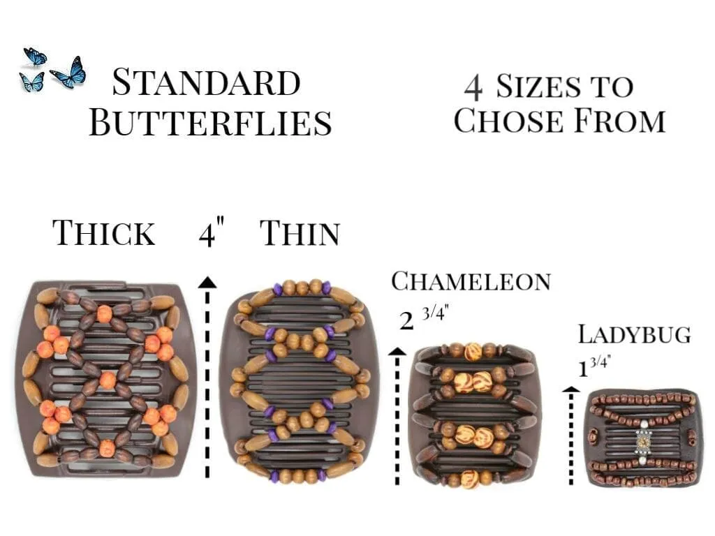 African Butterfly Chameleon Hair Comb - Dalena Brown 44