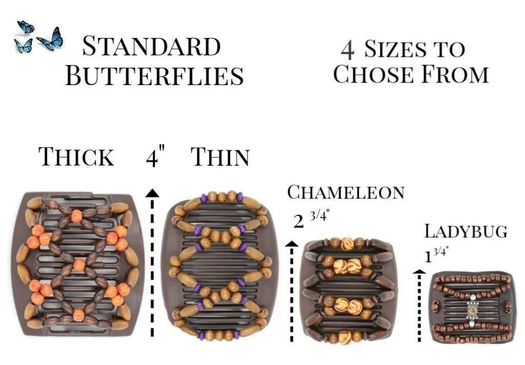 African Butterfly LadyBug Hair Comb - White Pearl 27