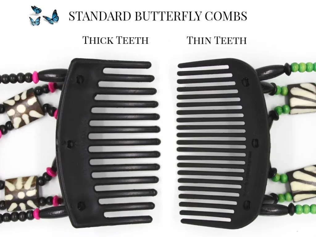African Butterfly Thick Hair Comb - Stones & Bones Brown 85