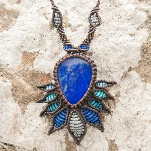 Akasha Macrame Pendant with Lapis Lazuli Stone