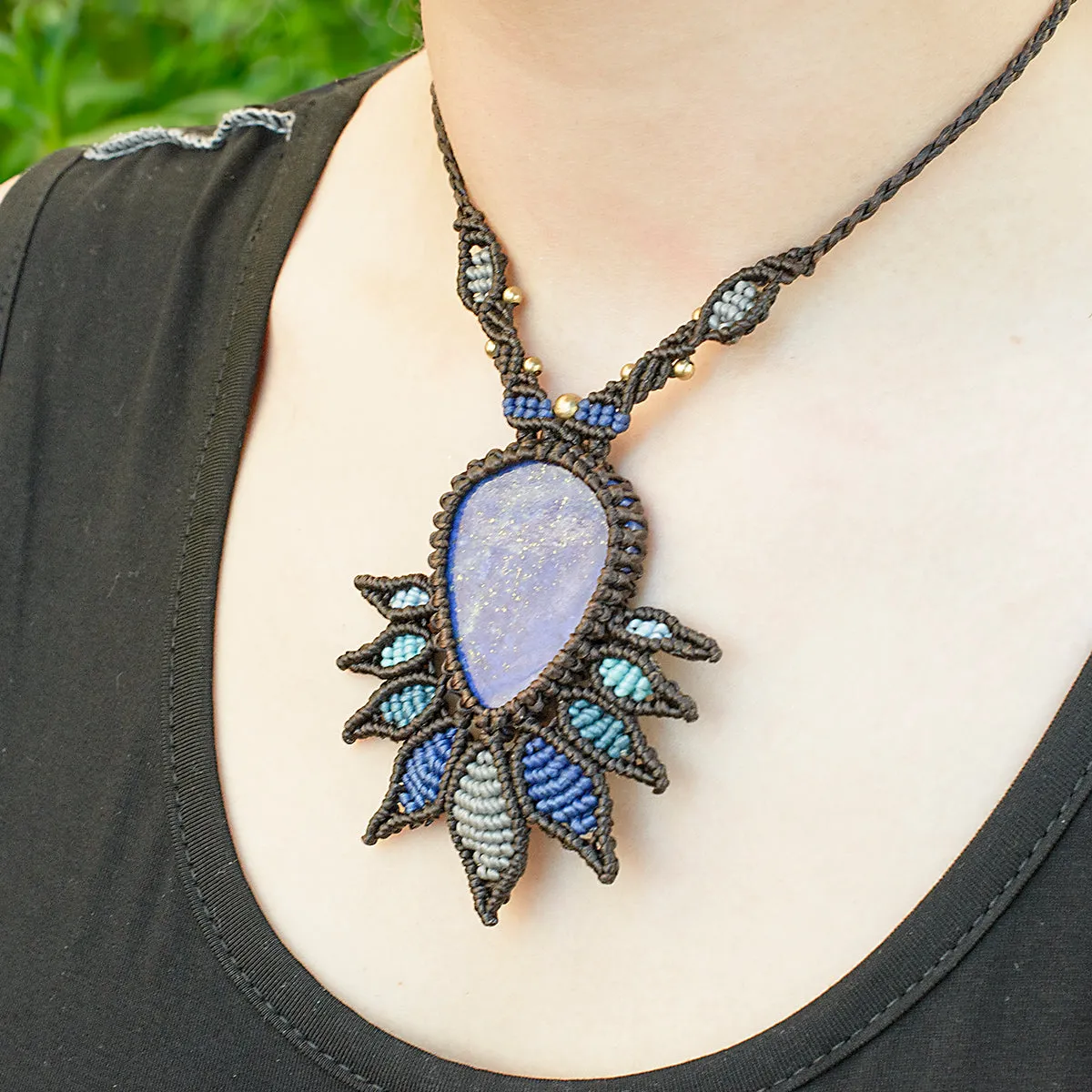Akasha Macrame Pendant with Lapis Lazuli Stone