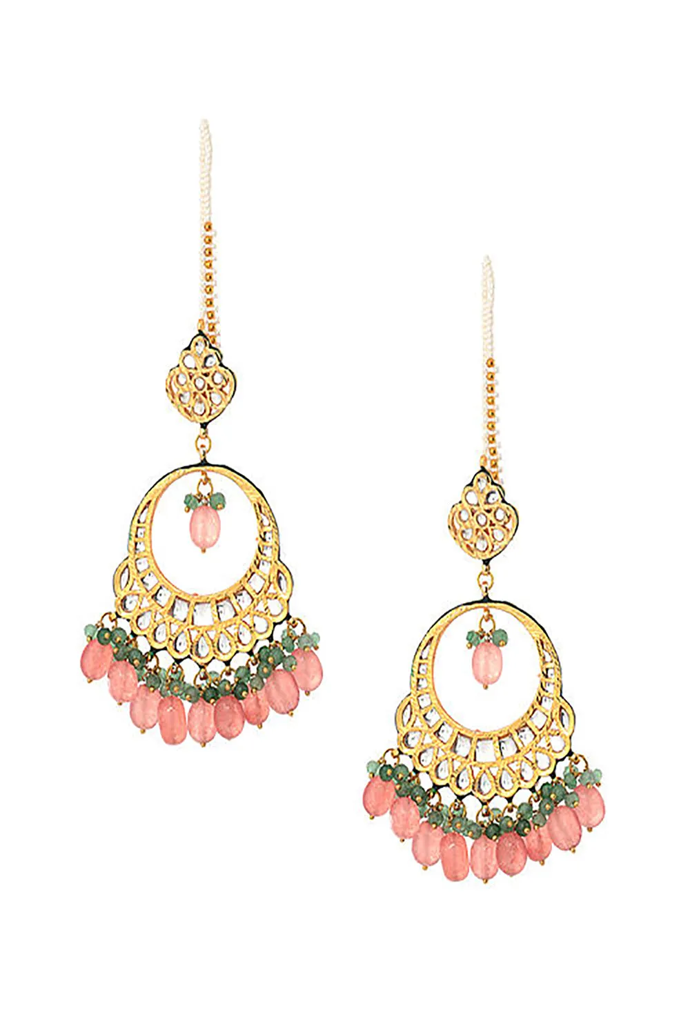 Alloy Kundan Earring in Gold and White