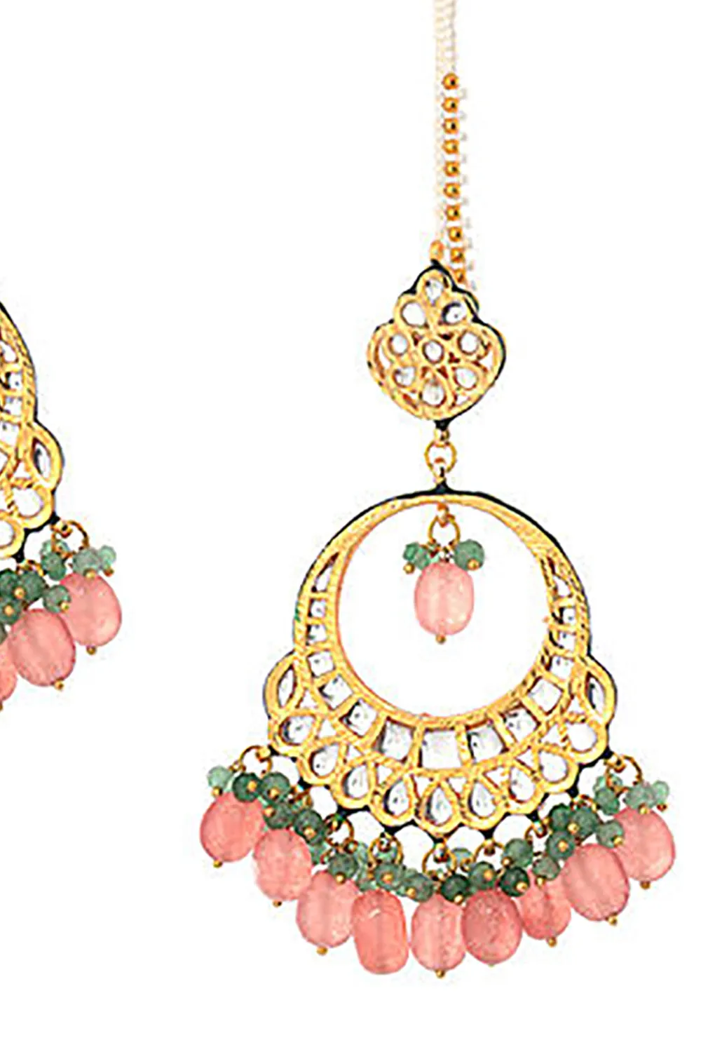Alloy Kundan Earring in Gold and White