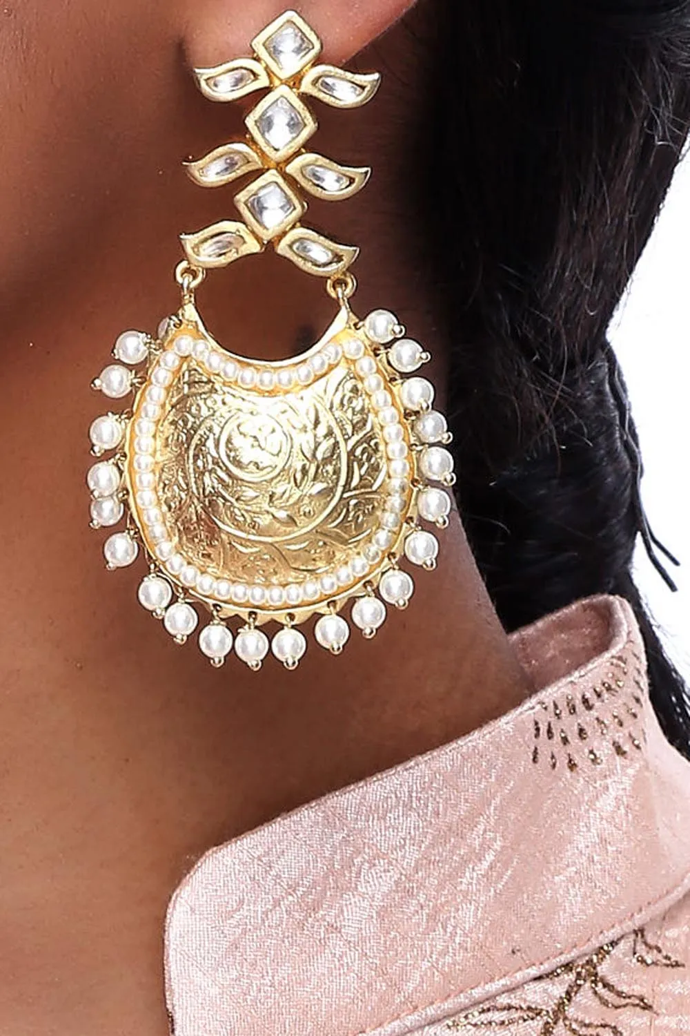 Alloy Large Dangle Earrings in Gold