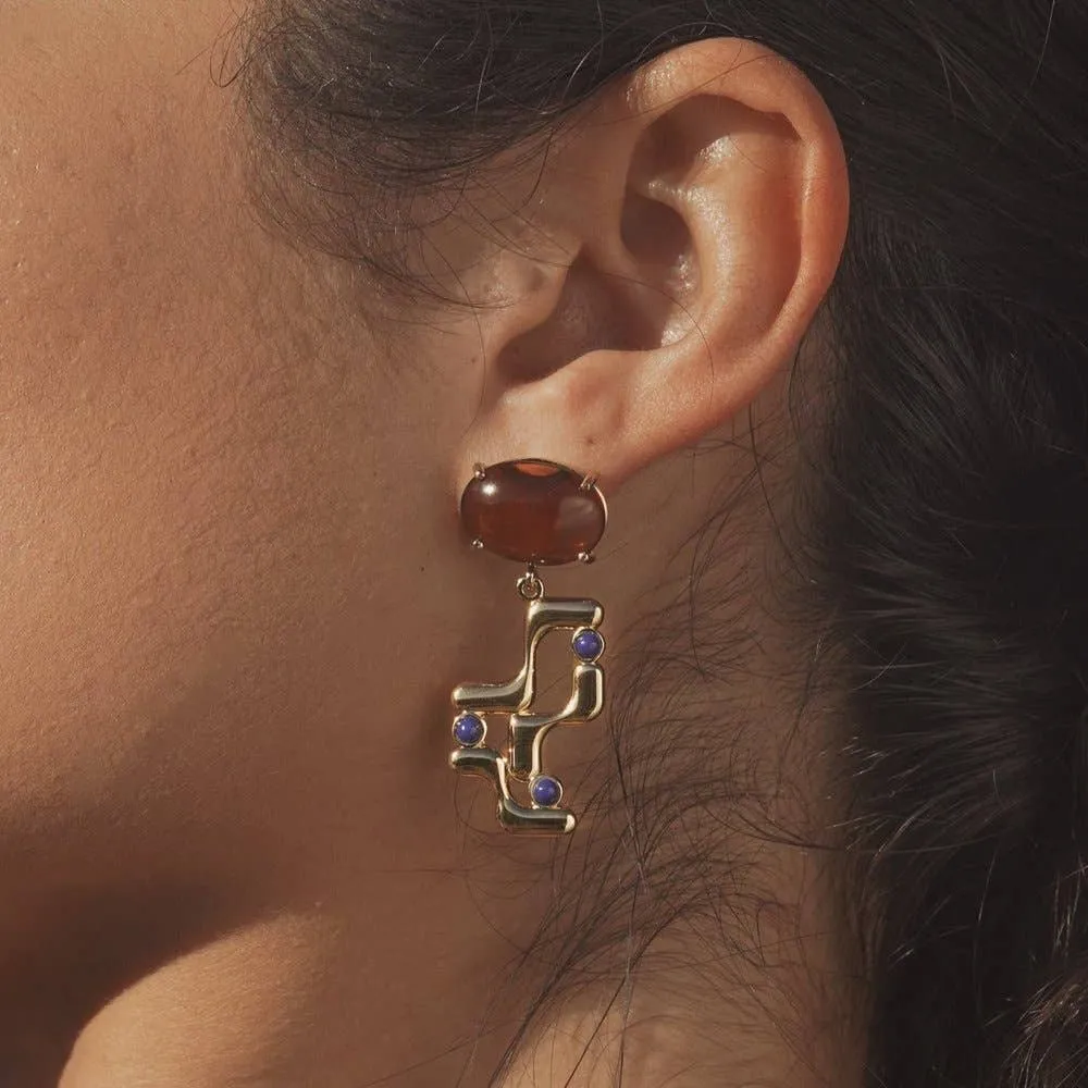 Amber   Cobalt Earrings
