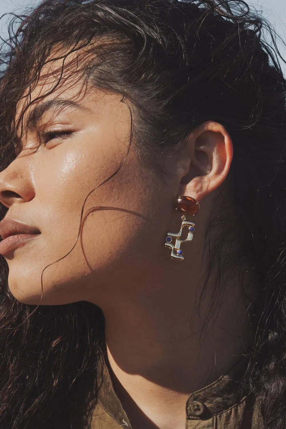 Amber   Cobalt Earrings