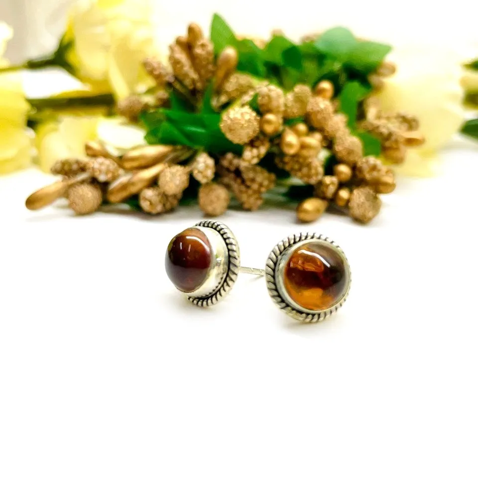 Amber Earrings in Silver