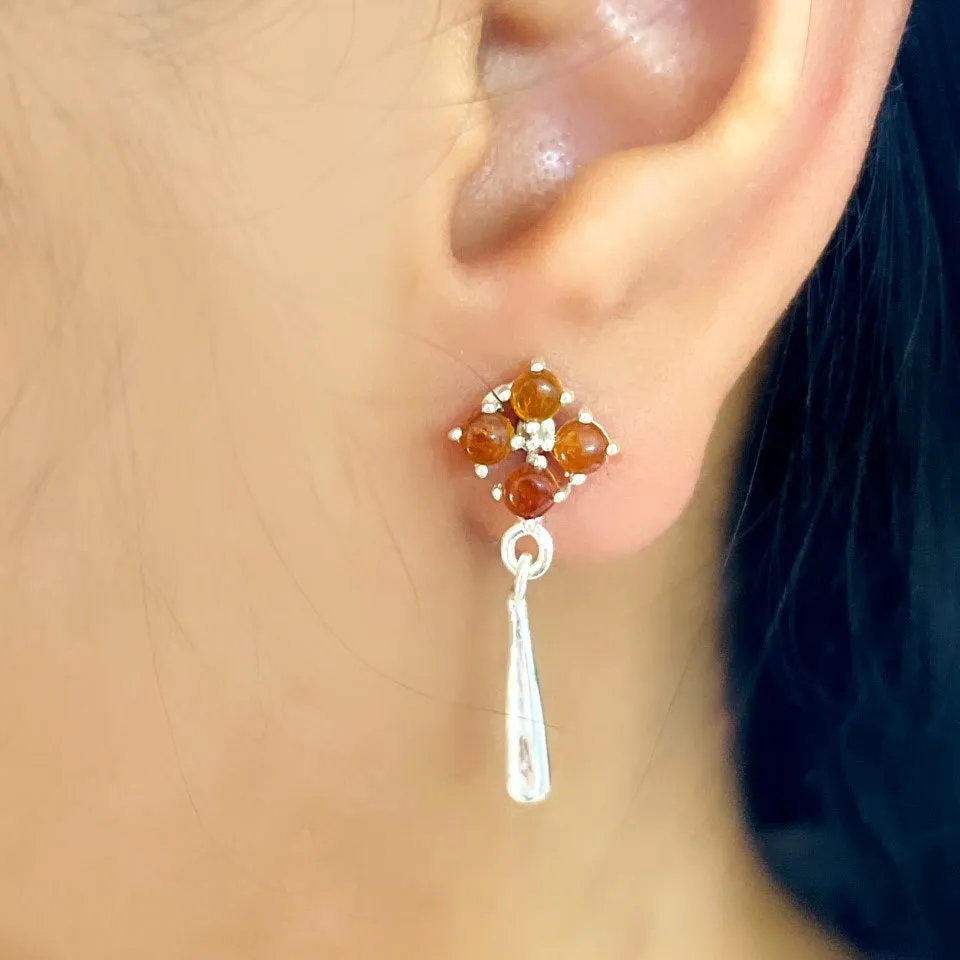 Amber Earrings in Silver
