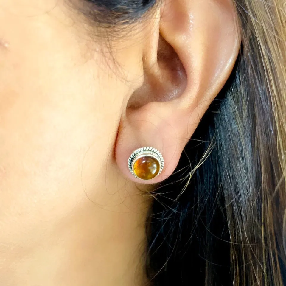 Amber Earrings in Silver